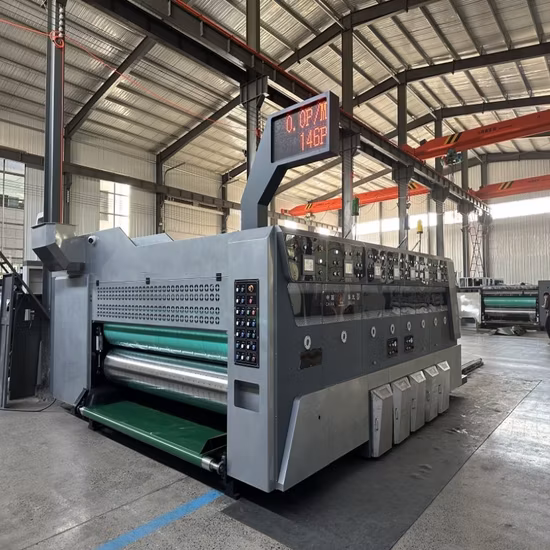 Impresión flexográfica automatizada Ranurado Troquelado Plegado Pegado -- Máquina para fabricar cajas de cartón corrugado